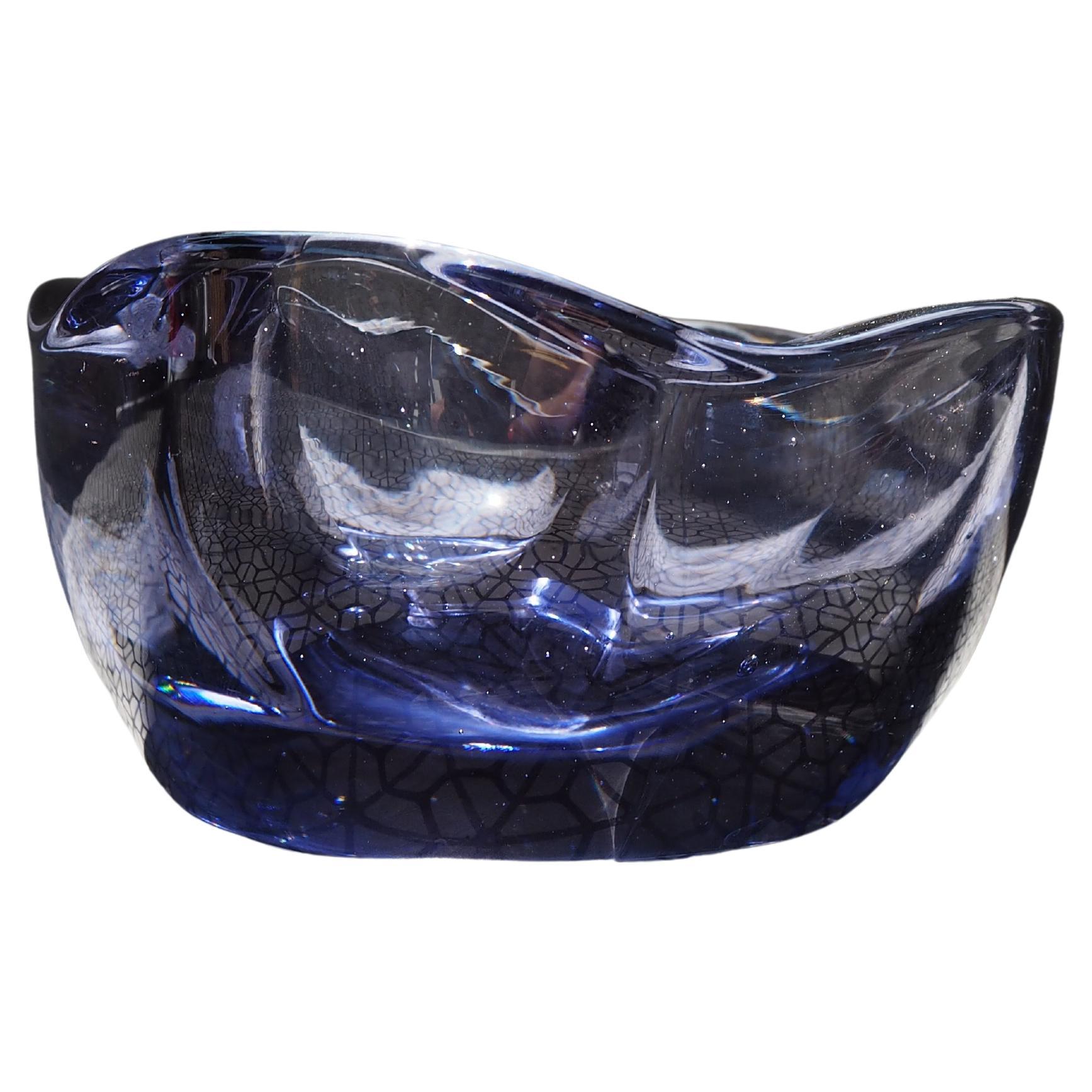 Bohemian Art Glass Bowl/Ashtray by Josef Hospodka, 1960's For Sale