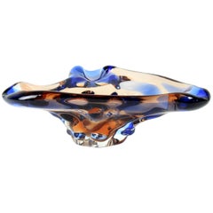 Bohemian Art Glass Bowl by Frantisek Zemek, Niagara Series, Mstisov, circa 1960