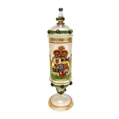 Antique Bohemian Art Glass Lion Armorial Crest Pokal Cup, 19th Century or Earlier