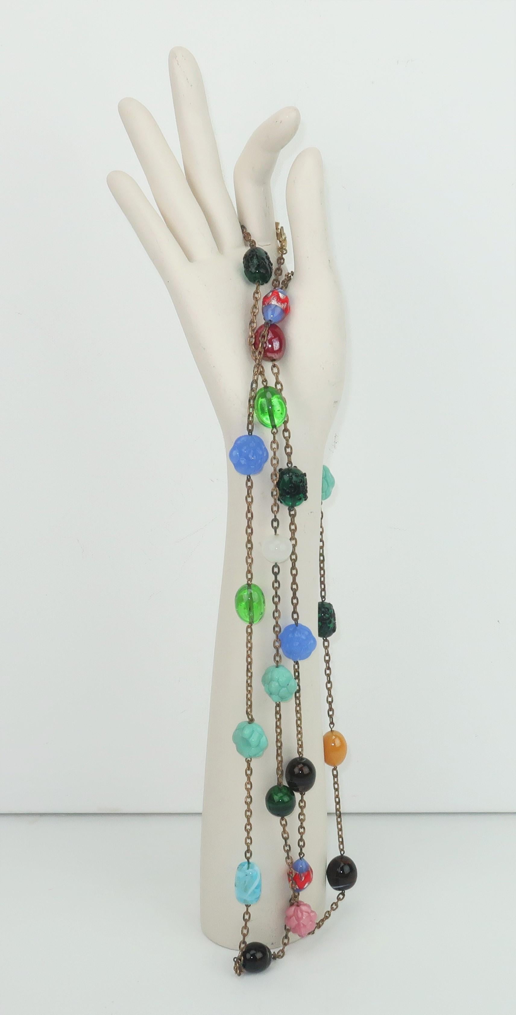 Bohemian Art Glass Opera Length Necklace 8