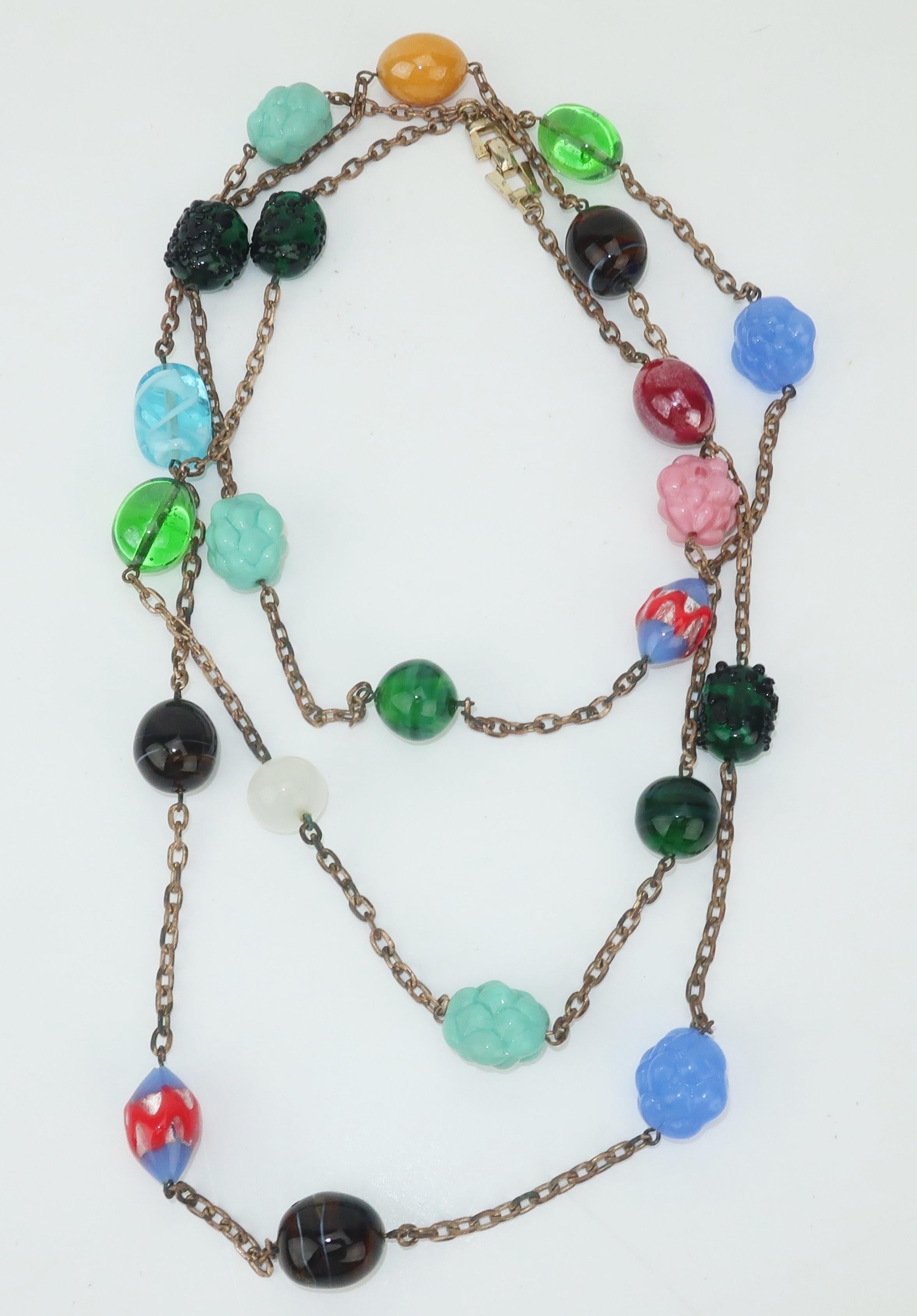 Artisan Bohemian Art Glass Opera Length Necklace