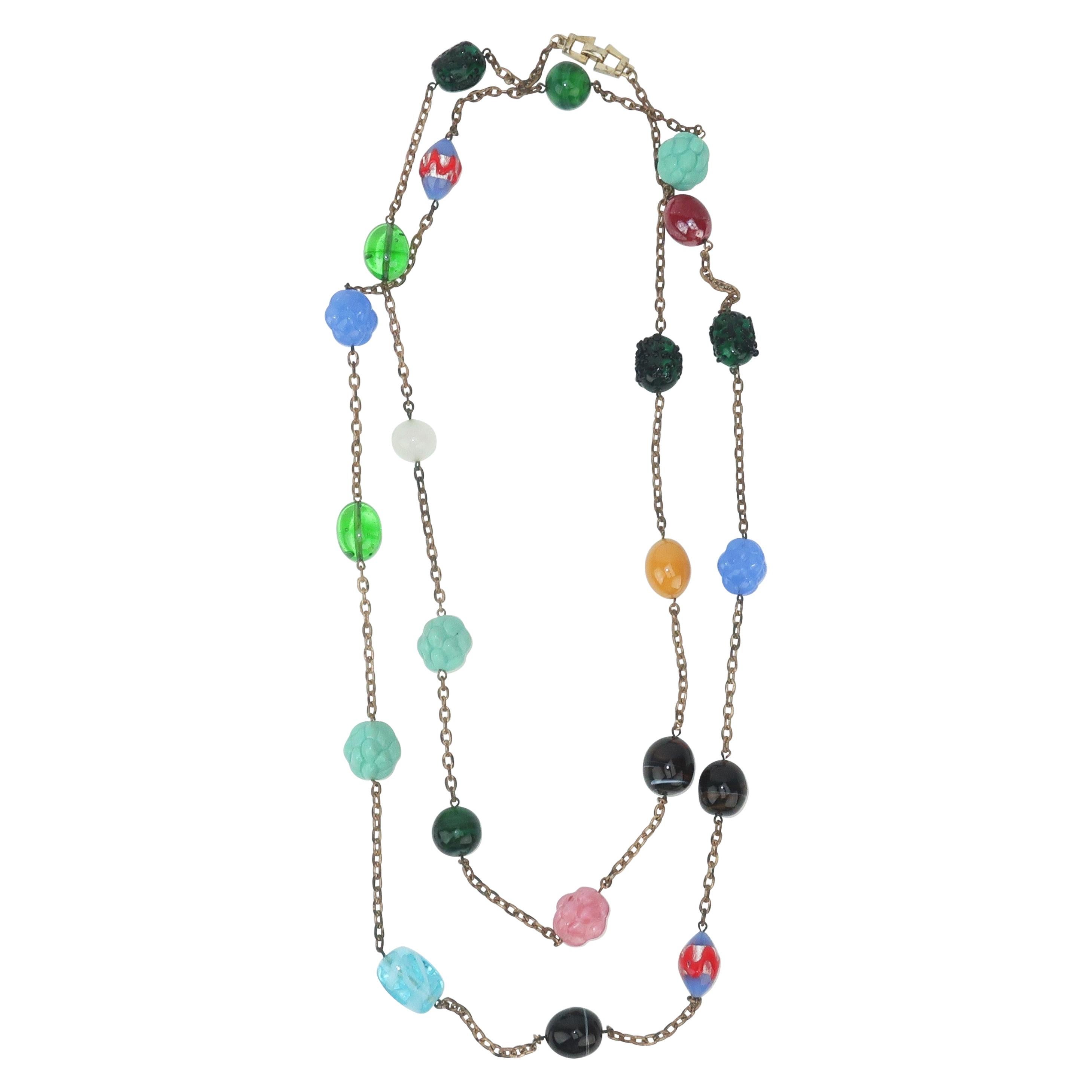 Bohemian Art Glass Opera Length Necklace