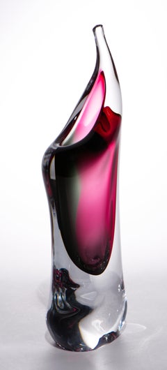 Bohemian Art Glass Sommerso Bud Vase, Red & Teal Blue