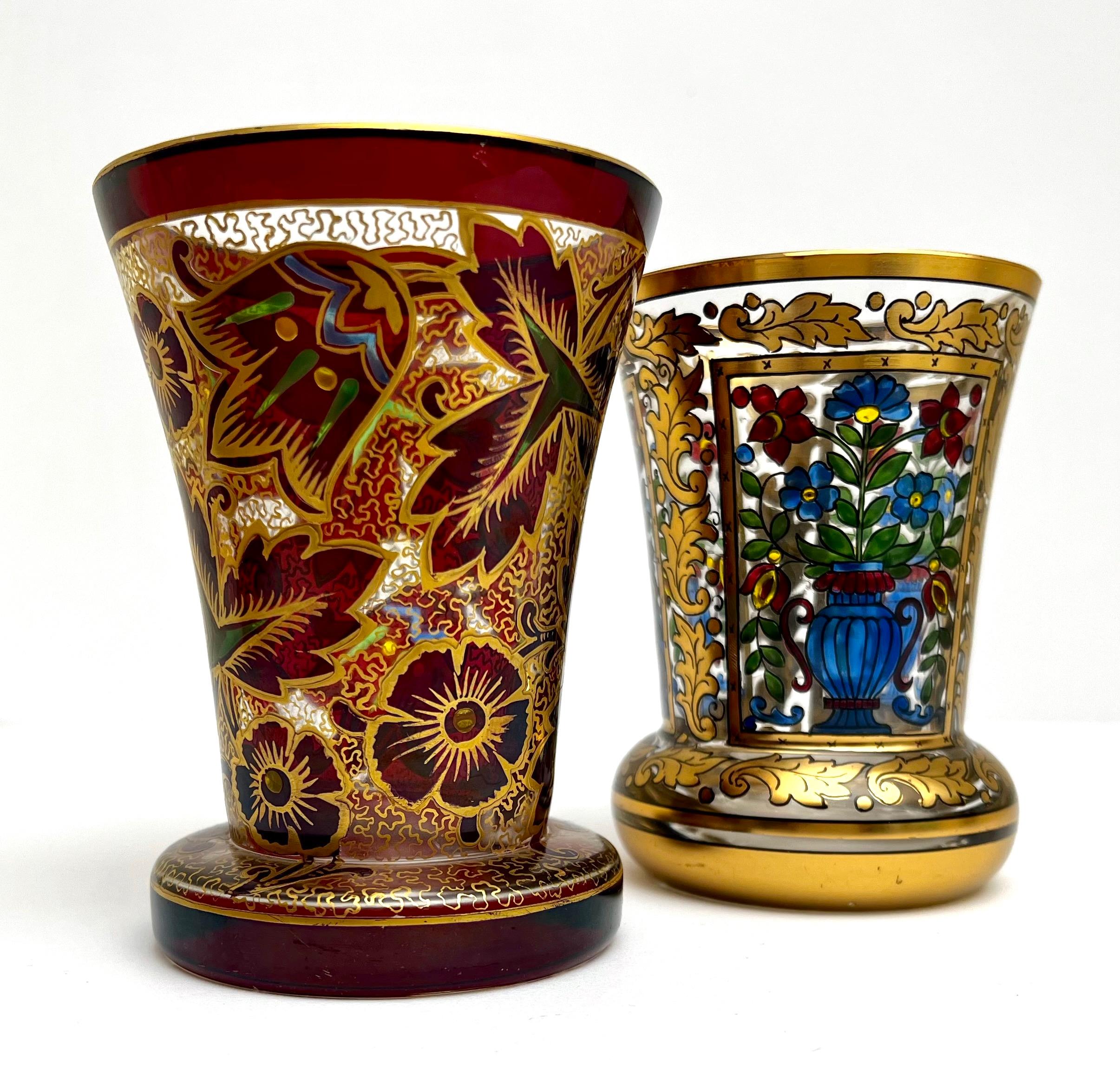 Bohemian Art Nouveau Glass Beakers or Vases by Julius Mulhaus  4