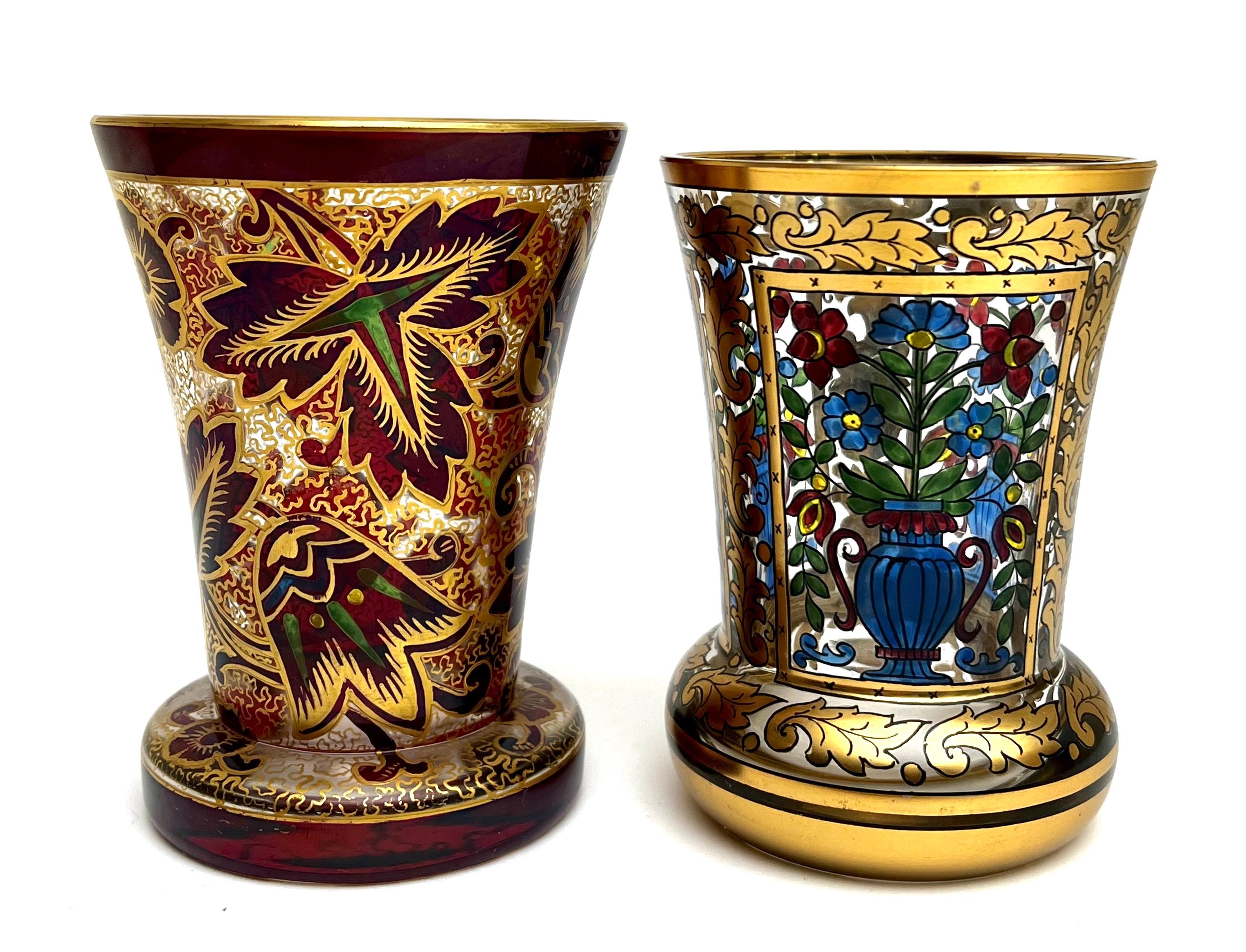 Bohemian Art Nouveau Glass Beakers or Vases by Julius Mulhaus  6
