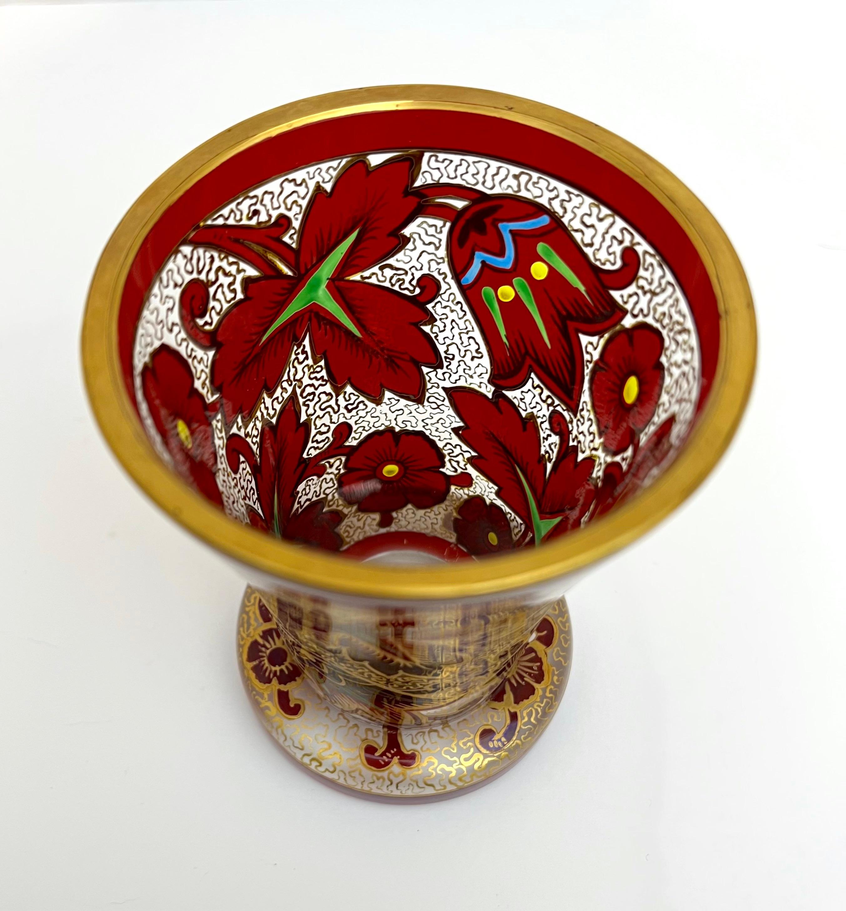Czech Bohemian Art Nouveau Glass Beakers or Vases by Julius Mulhaus 