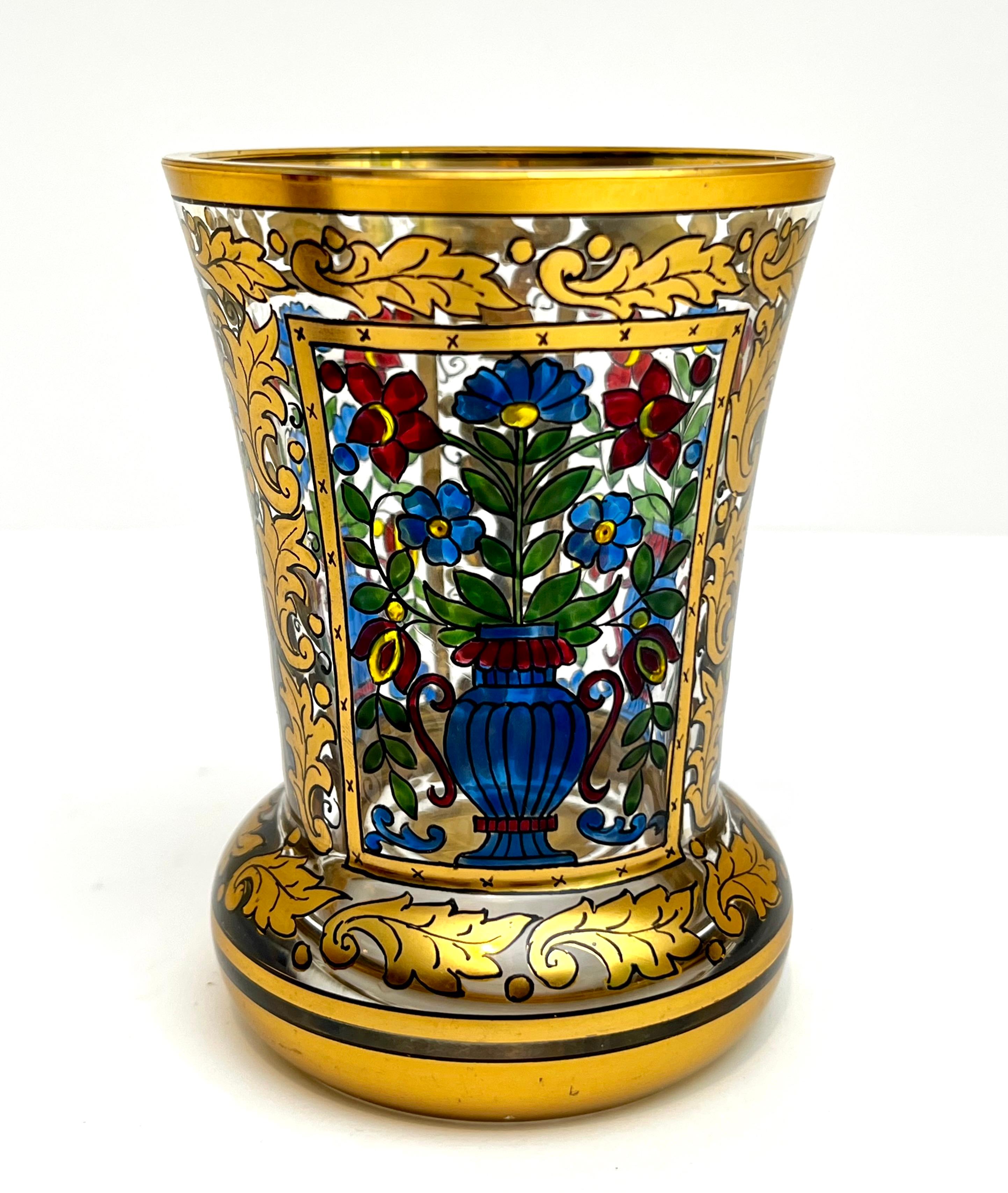 Bohemian Art Nouveau Glass Beakers or Vases by Julius Mulhaus  1