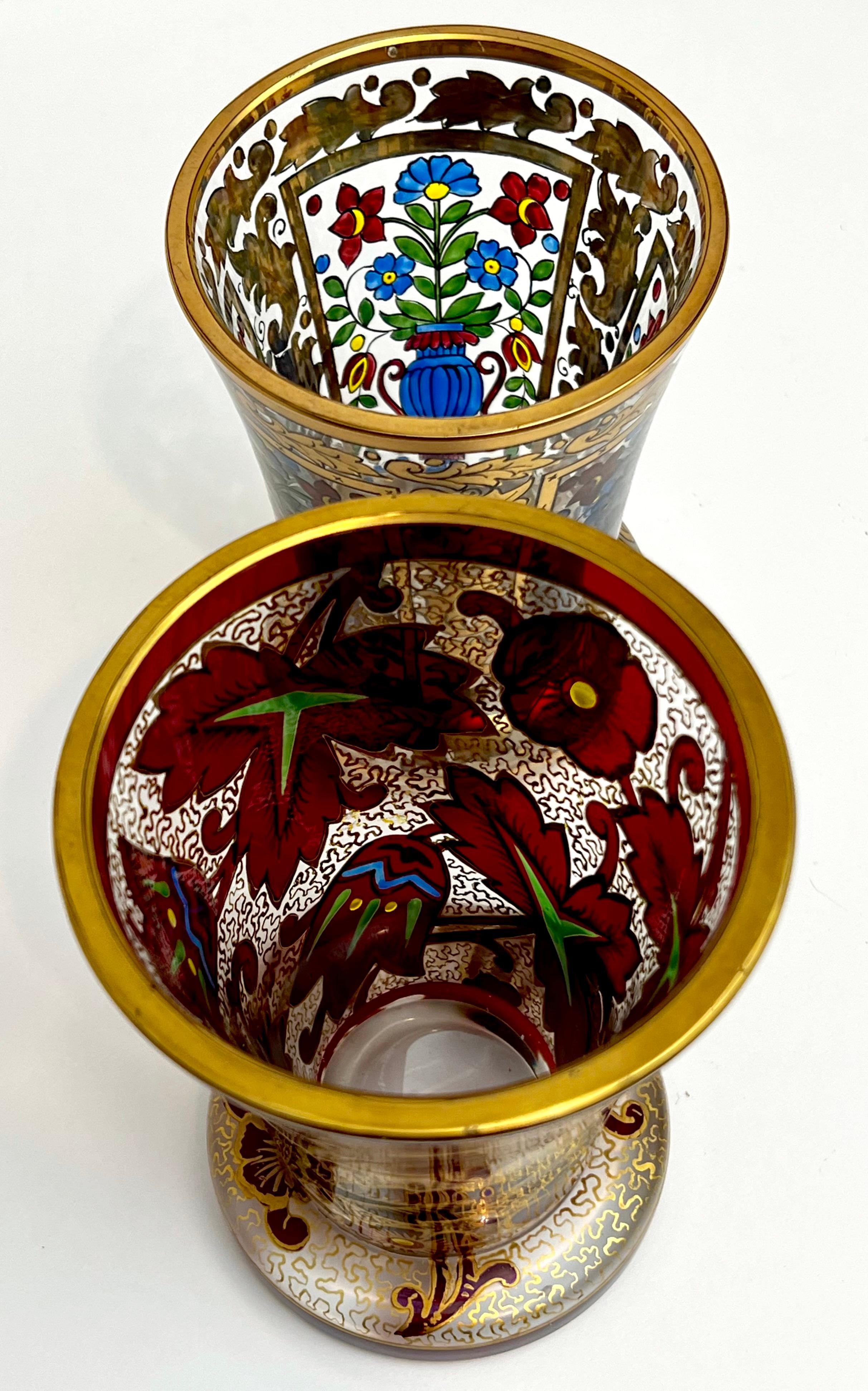 Bohemian Art Nouveau Glass Beakers or Vases by Julius Mulhaus  3