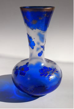 Bohemian Art Nouveau Harrach Blue to Clear Cameo Glass Vase, 1900