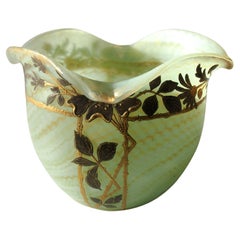 Bohemian Art Nouveau Harrach Glass Marbled Green Vase circa 1898 for A. Rub