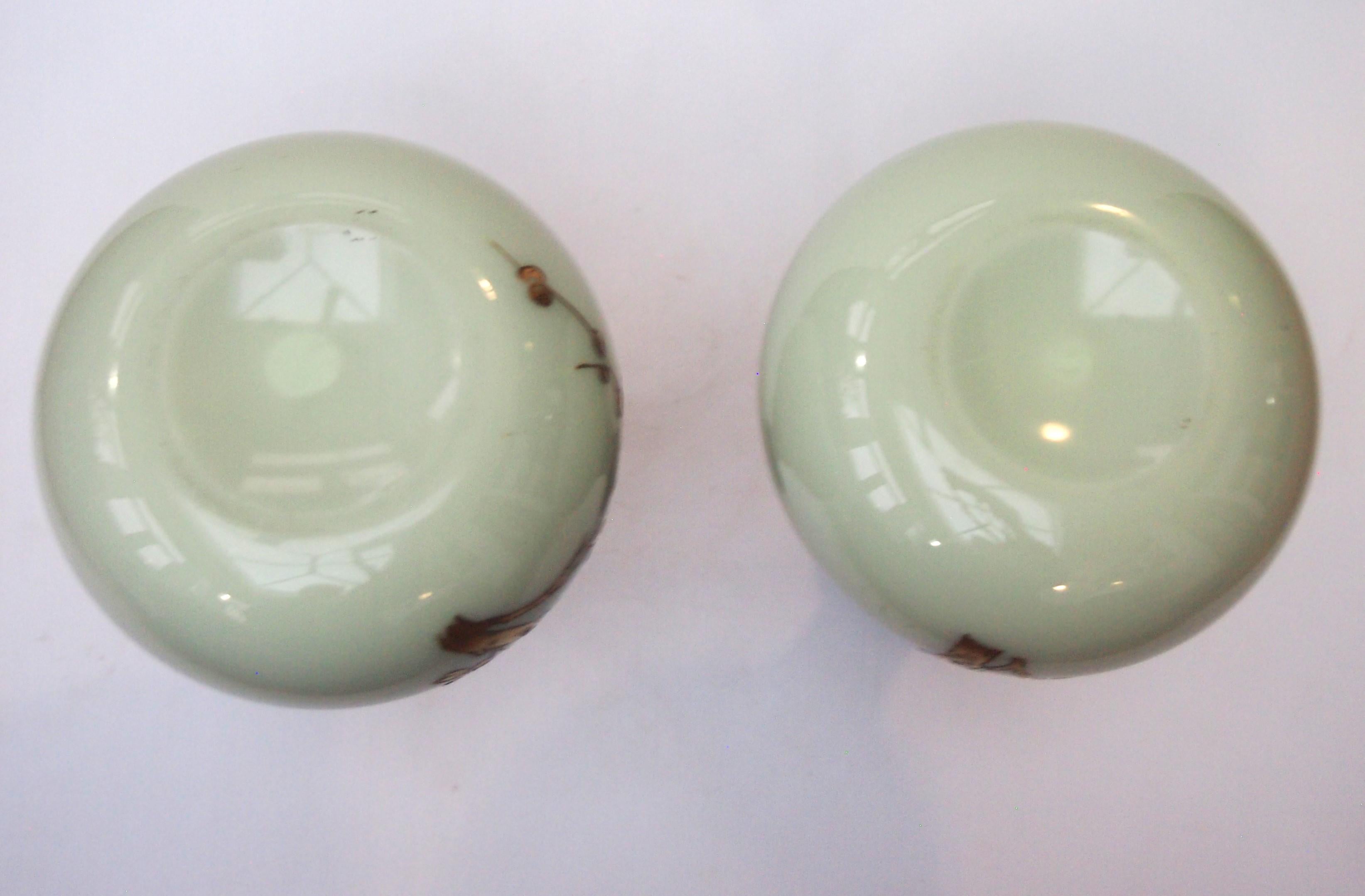 Art Glass Bohemian Art Nouveau Harrach Purple on Cream Gilded Pair of Glass Vases, 1890 For Sale