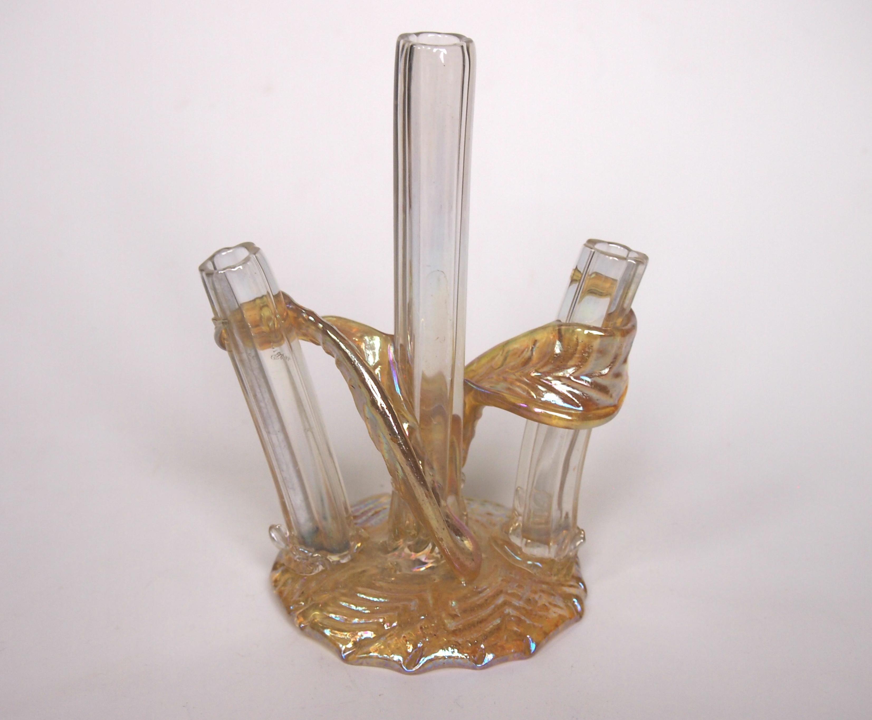 Czech Bohemian Art Nouveau Loetz Glass Stick Vase Made for Max Emanuel in 1910 For Sale