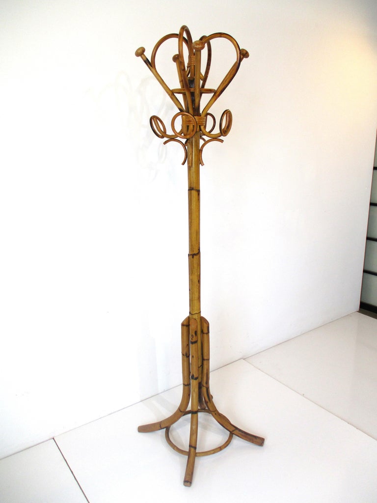 Bohemian Bamboo Coat Rack in the Style of Albini at 1stDibs