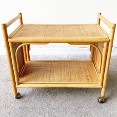 Bohemian Bamboo Wicker Bar Cart