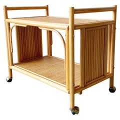 Bohemian Bamboo Wicker Bar Cart