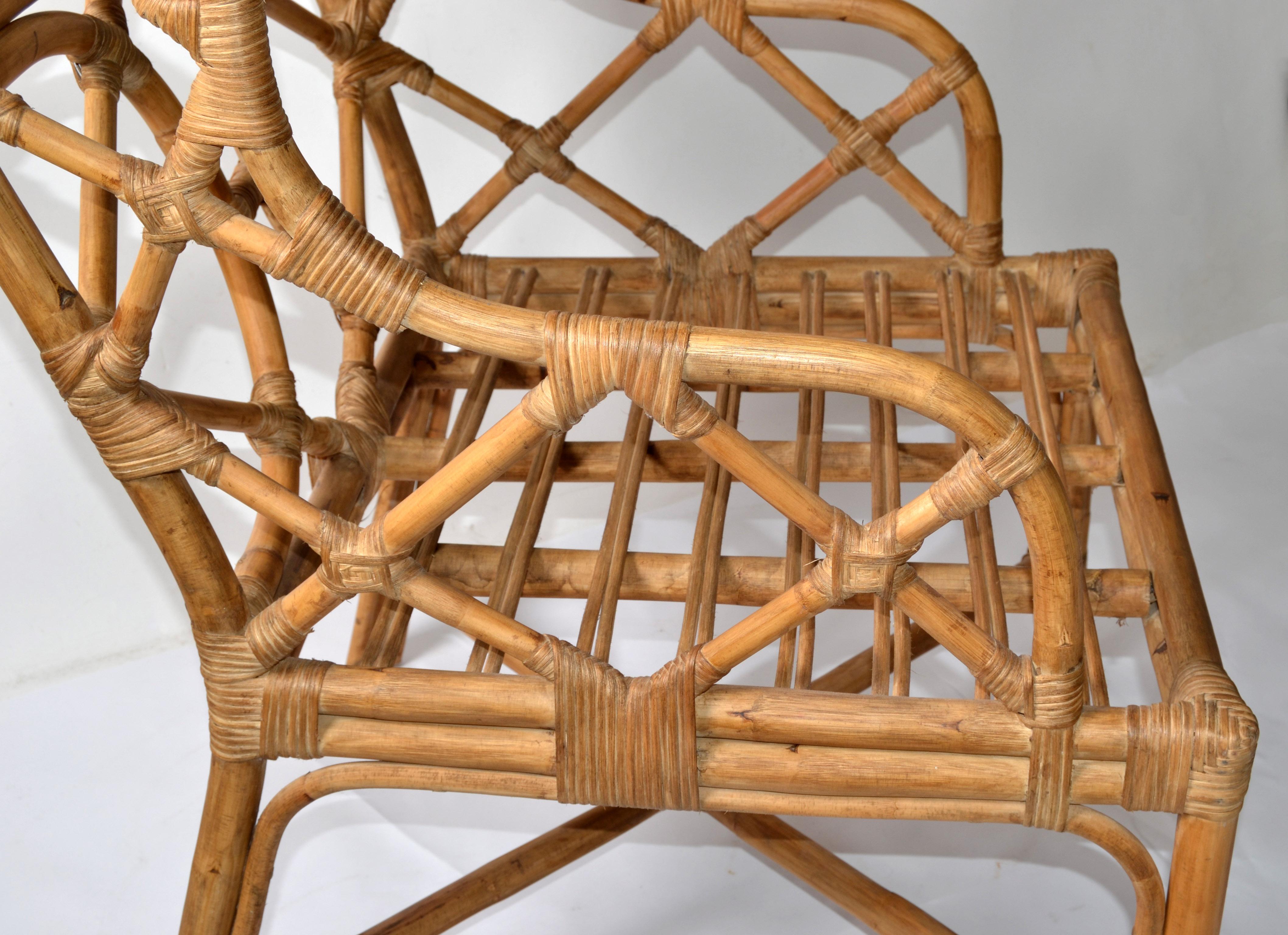 Bohemian Bend Caña de Bambú Sobredimensionada Silla Lounge Wingback Base Cruzada Camilla en venta 5