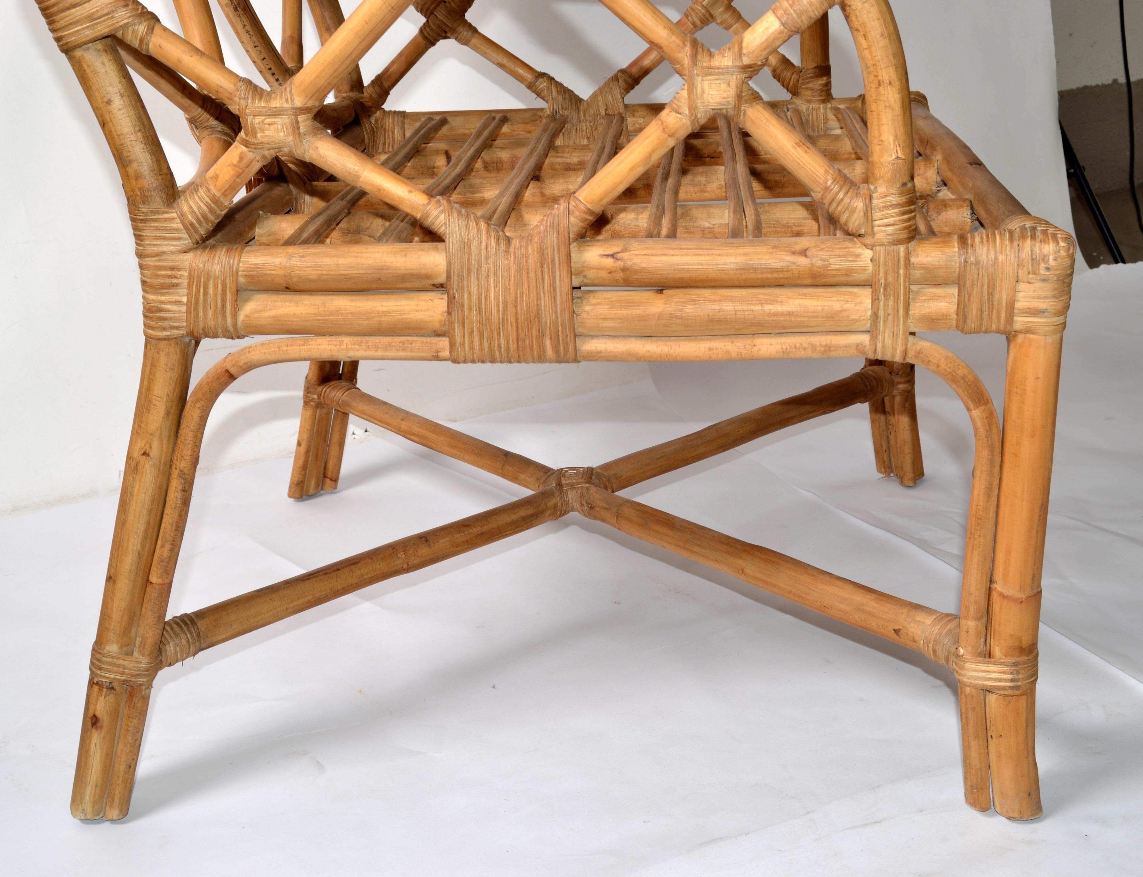 Bohemian Bend Caña de Bambú Sobredimensionada Silla Lounge Wingback Base Cruzada Camilla en venta 6