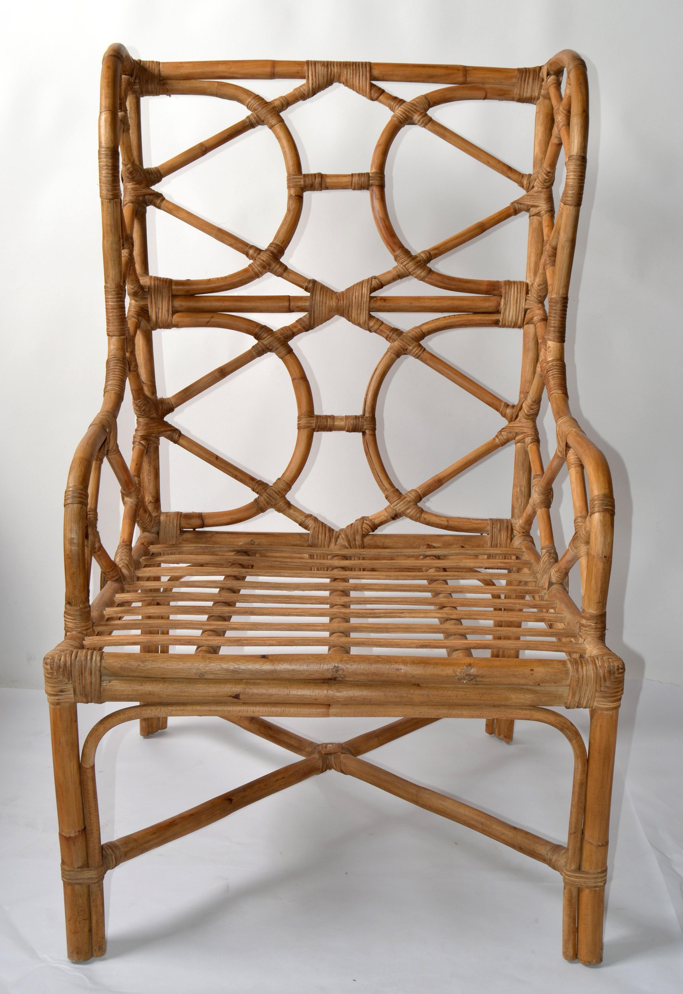 Bohemian Bend Caña de Bambú Sobredimensionada Silla Lounge Wingback Base Cruzada Camilla en venta 8