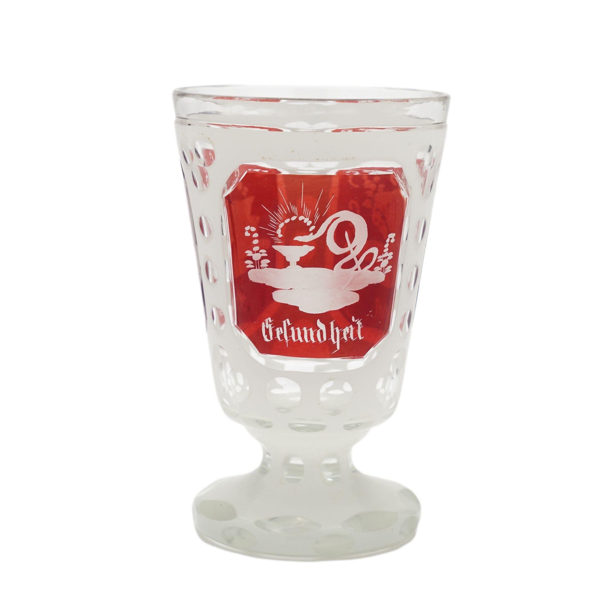Czech Bohemian blown & cased spa glass, 1825-1845 For Sale