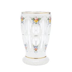 Bohemian blown spa glass tumbler with enamel overlay, c. 1825-45