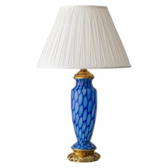 Bohemian Blue Art Glass Table Lamp, Czechoslovakia, circa 1920s