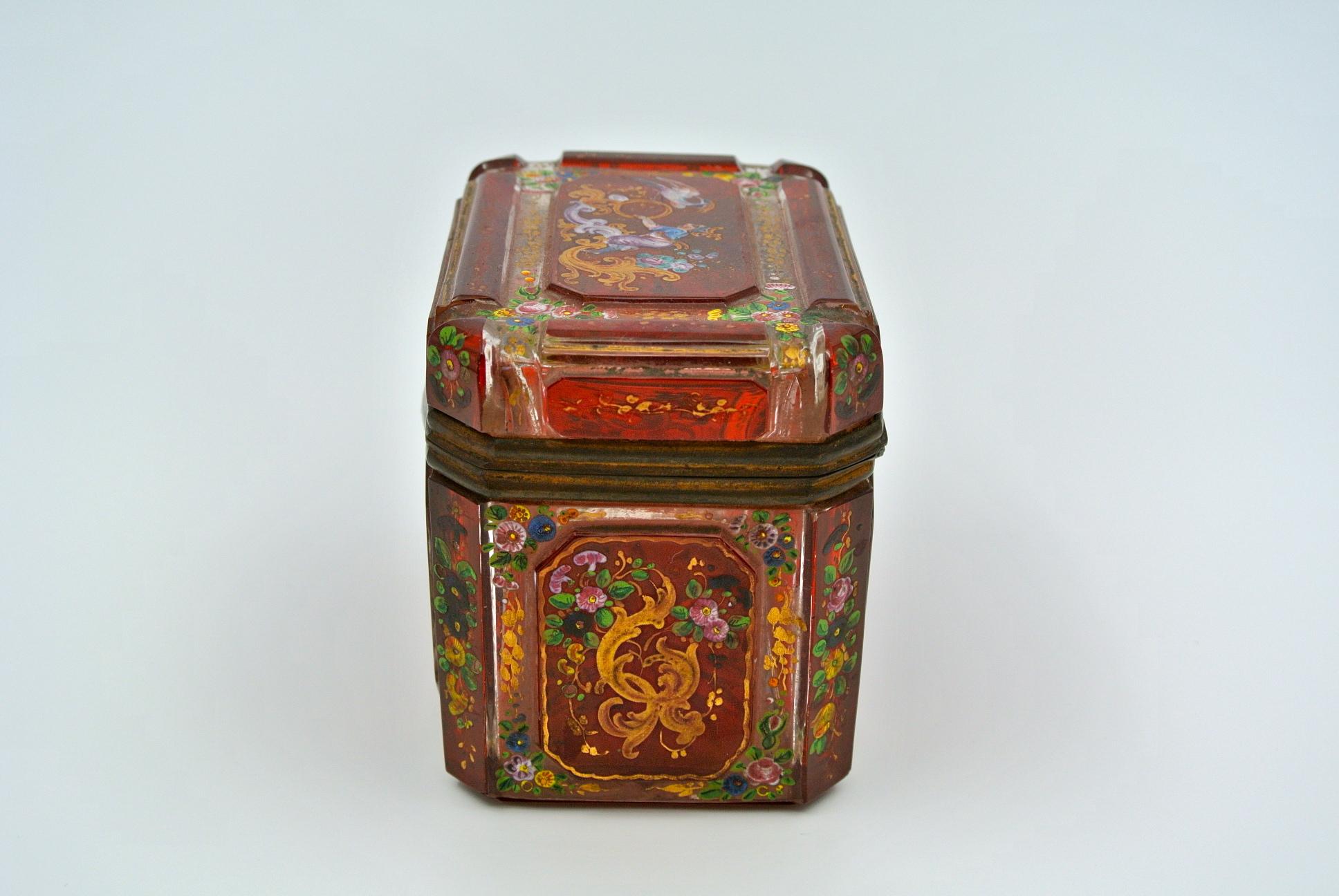 Napoleon III Bohemian Box and Enameled Bohemian Crystal