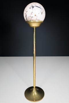 Bohemian Brass and Hand Blown Art-Glass Globe Floor Lamp Czech Republic 1960s