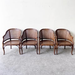 Bohemian Cane Arm Chairs by Grange Furniture, Set of 4