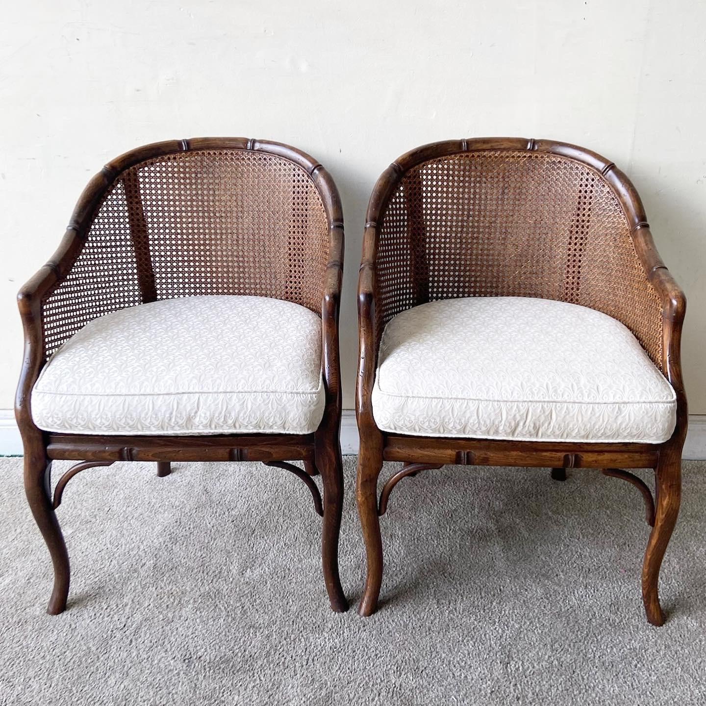 Late 20th Century Bohemian Cane Arm Chairs by Grange Furniture, Set of 4