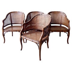 Bohemian Cane Arm Chairs by Grange Furniture, Set of 4