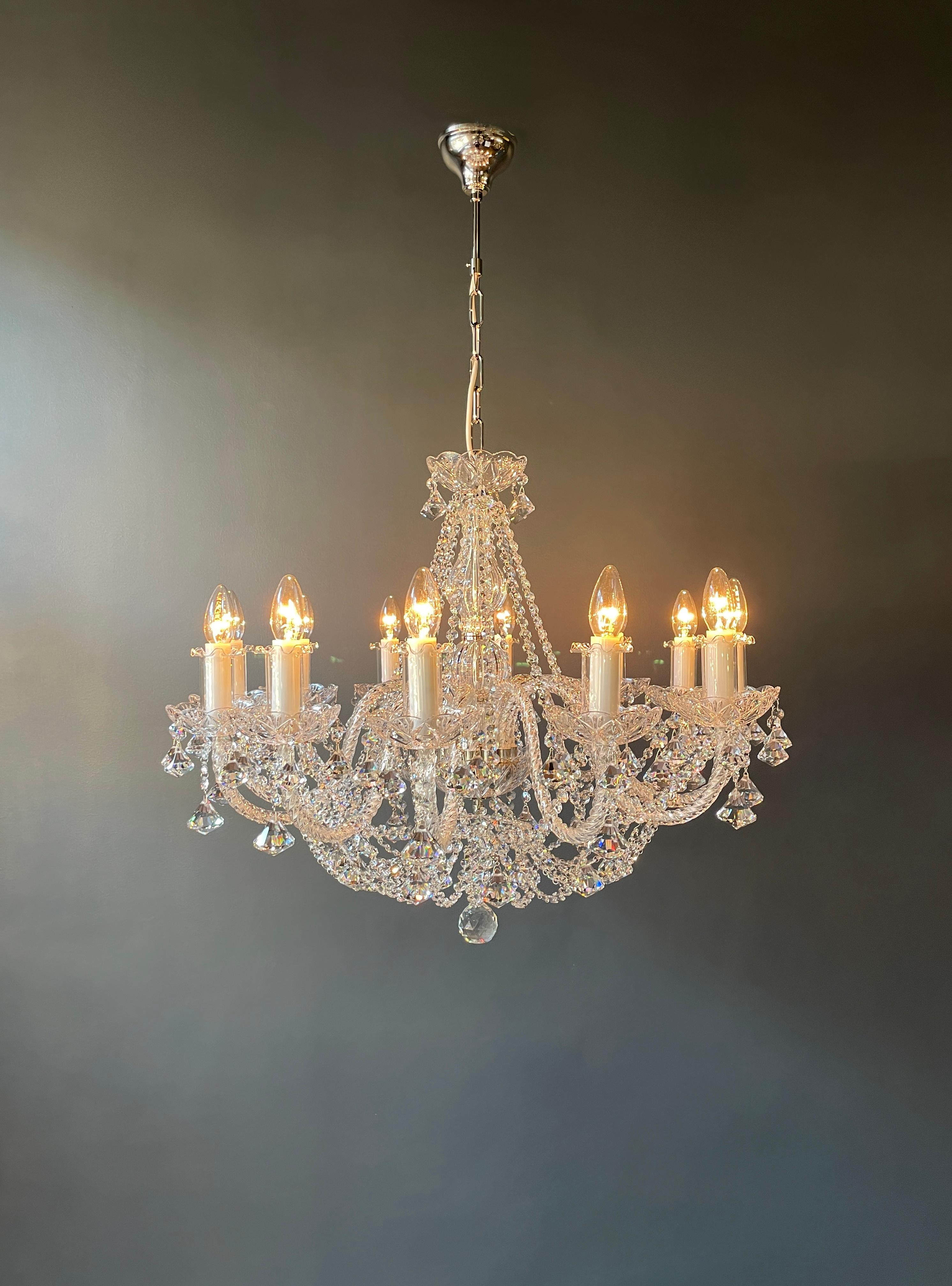 Hand-Knotted Bohemian Chandelier Art Nouveau Sparkling Crystals For Sale