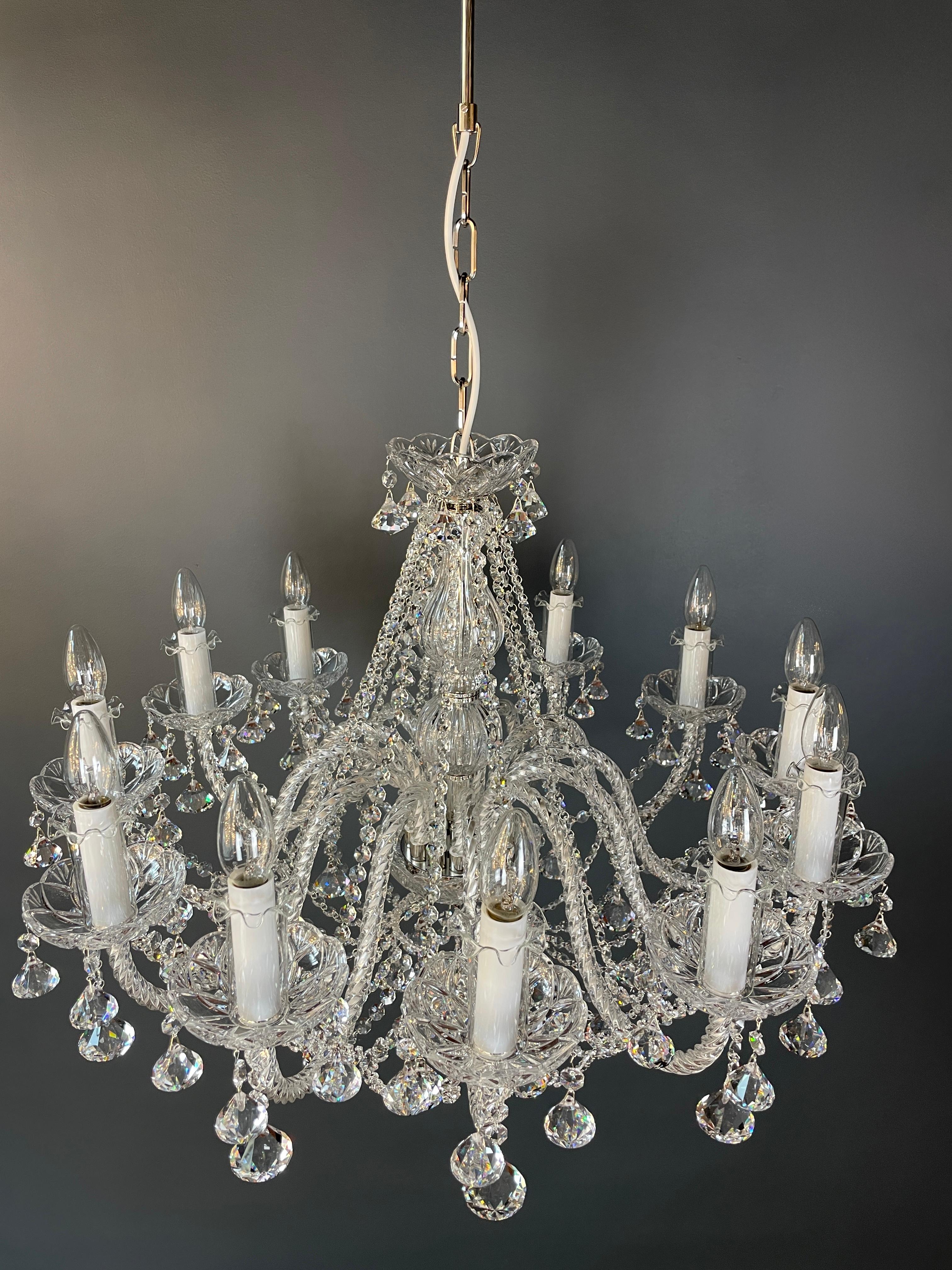 Contemporary Bohemian Chandelier Art Nouveau Sparkling Crystals For Sale