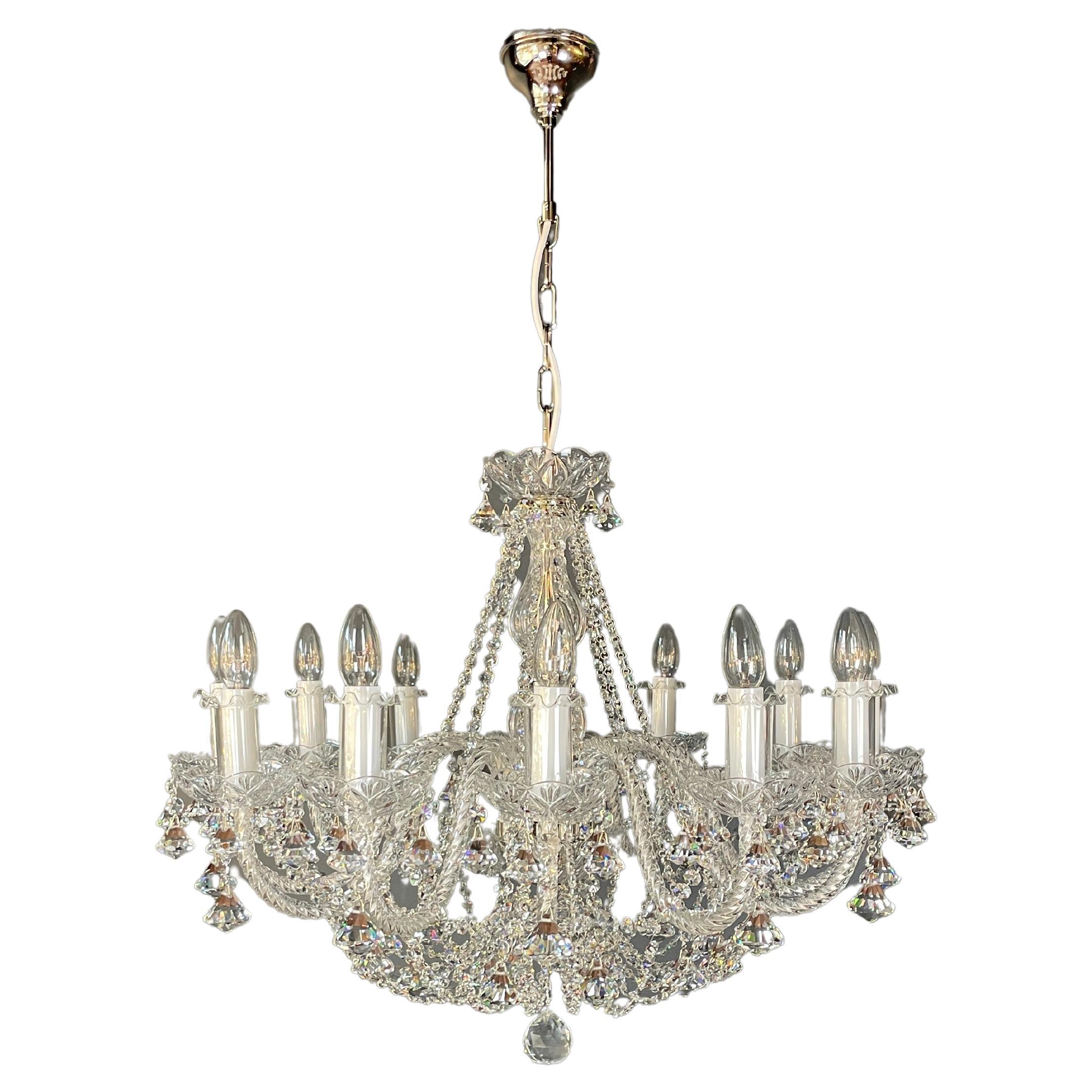 Bohemian Chandelier Art Nouveau Sparkling Crystals For Sale