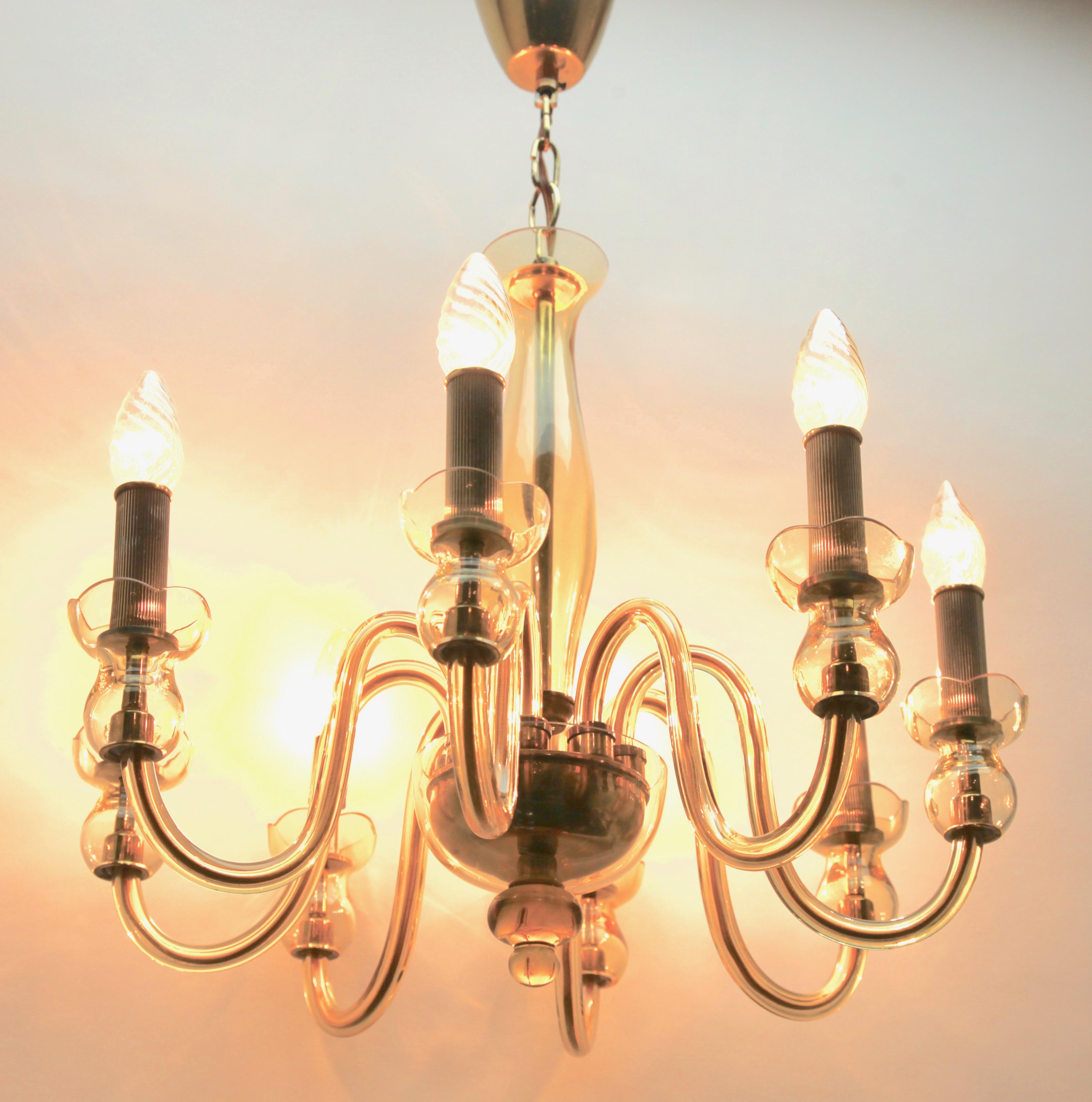Bohemian Chandelier Handcrafted Amber Crystal Murano, 8 Light Arms 5