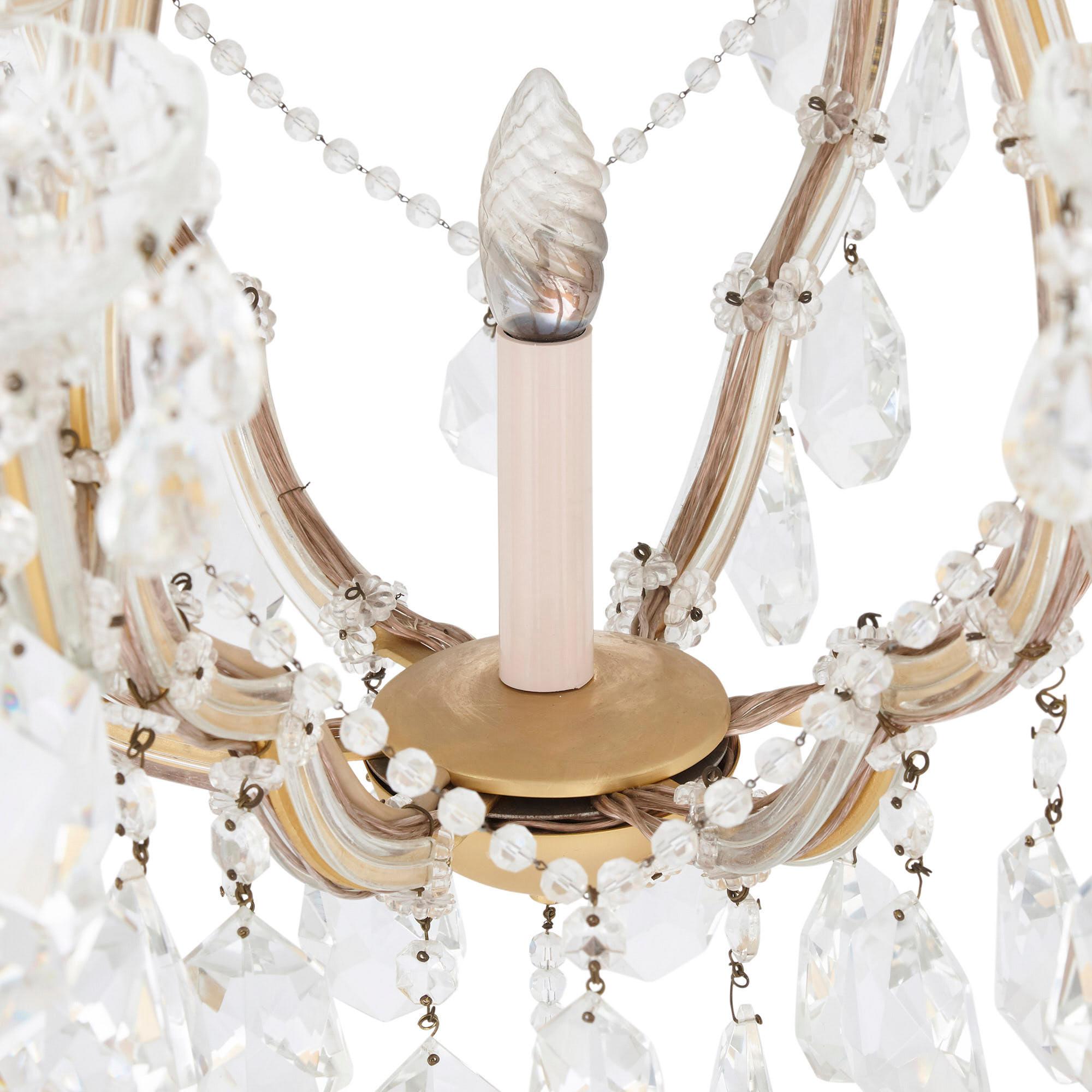 Czech Bohemian chandelier with cut-glass pendants For Sale
