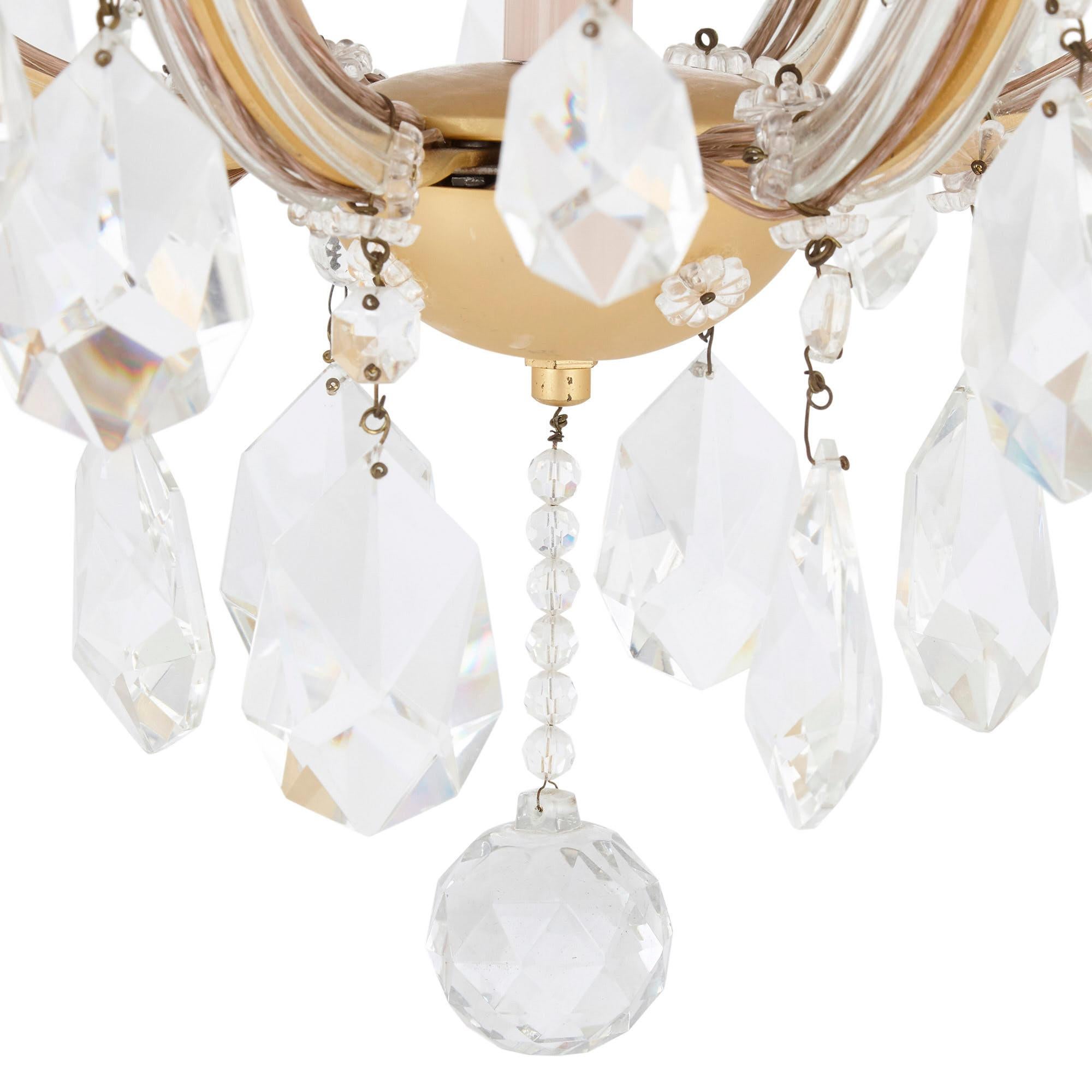 20th Century Bohemian chandelier with cut-glass pendants For Sale