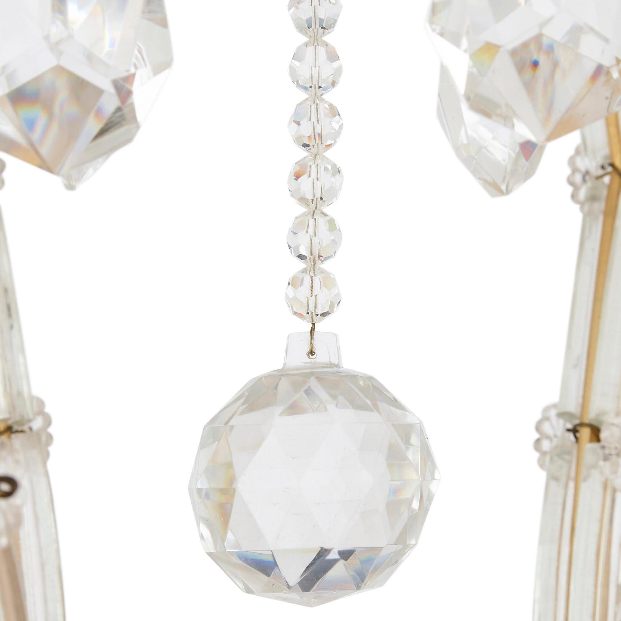 Cut Glass Bohemian chandelier with cut-glass pendants For Sale