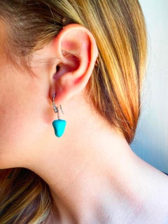 Bohemian Charm Handcrafted Turquoise and Gray Diamond Earrings