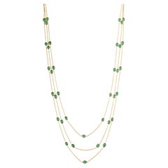 Collar Bohemio Chic de Oro Amarillo de 14 quilates con Estación de Esmeraldas de 5,15 quilates