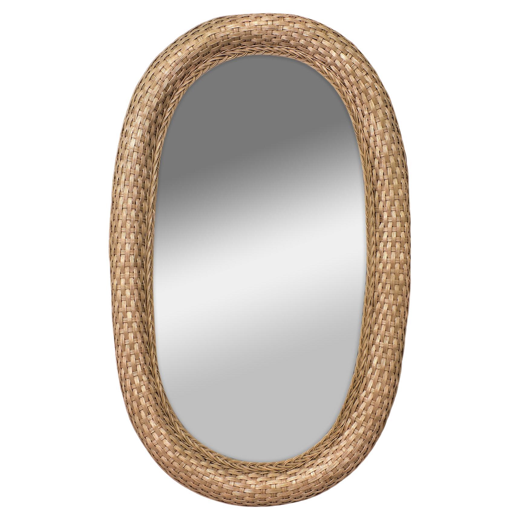 Bohemian Chic  Wicker  Wall  Mirror  1960s Holland  For Sale