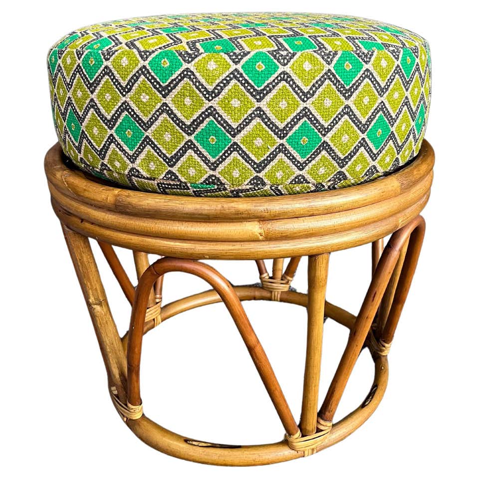 Vintage Boho Chic Rattan Ottoman Footstool For Sale at 1stDibs | rattan ...