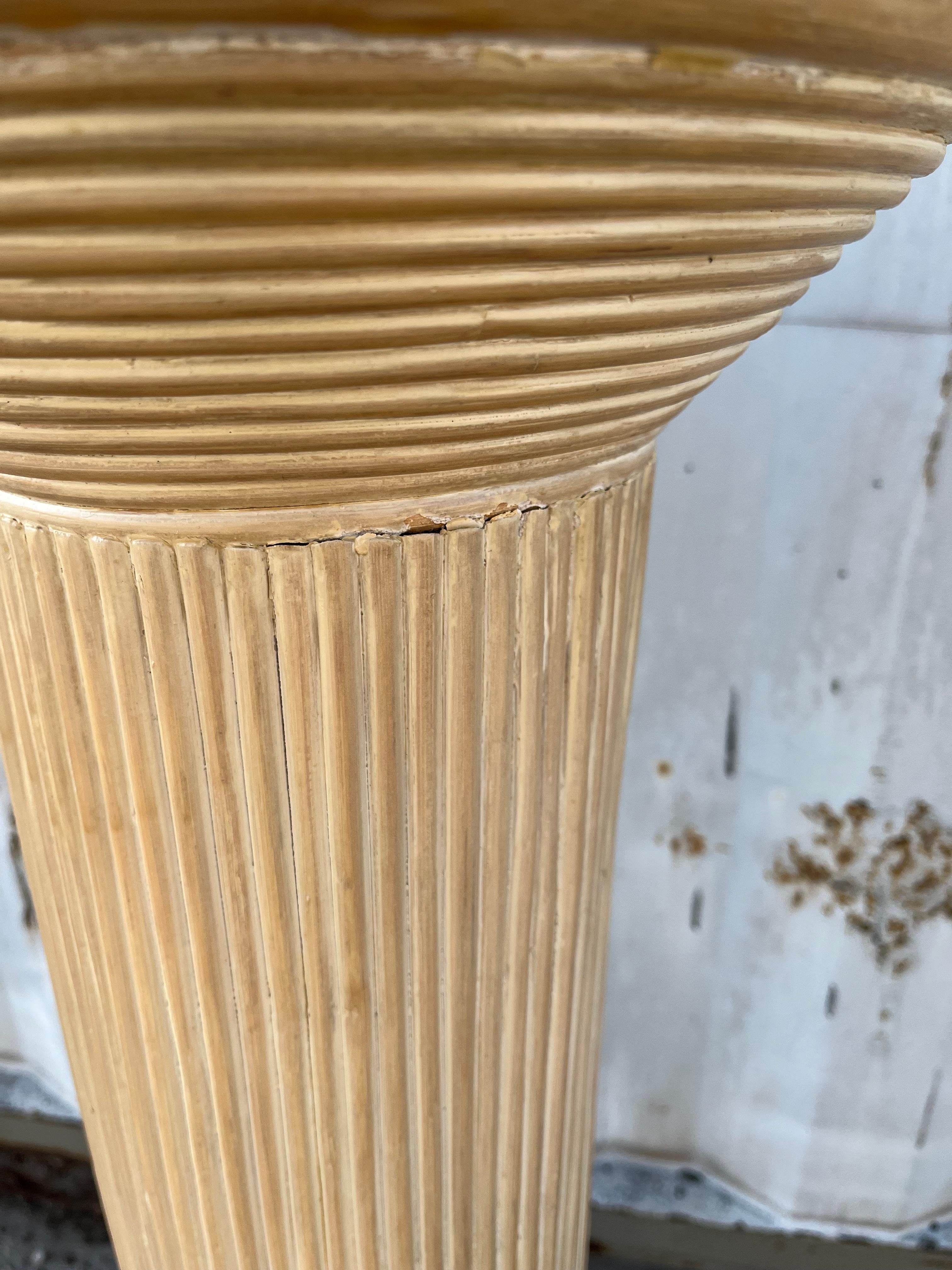 Bohemian / Coastal Style Split Reed Rattan Pedestal Column. Circa 1980s For Sale 7