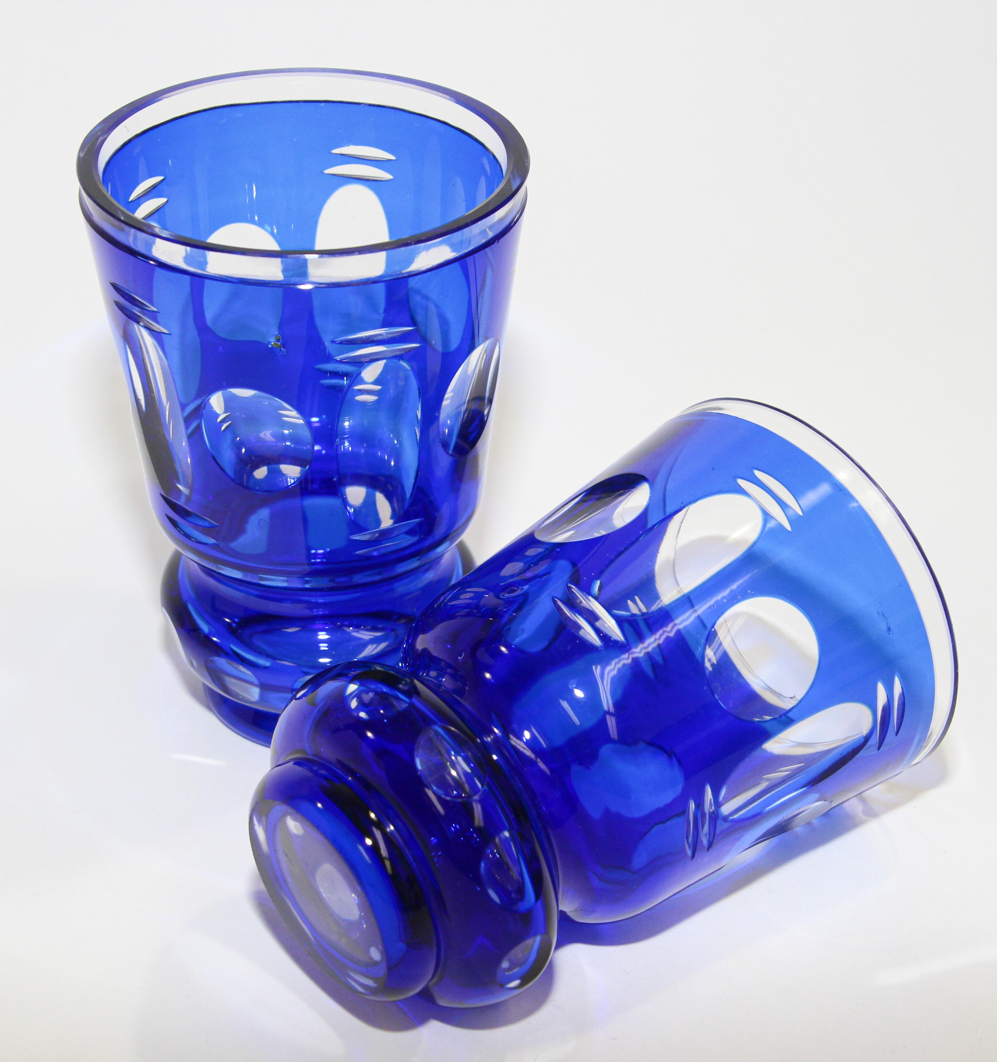cobalt blue cut glass vase