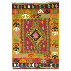 Tejido Plano Kilim Turco Bohemio de Colores