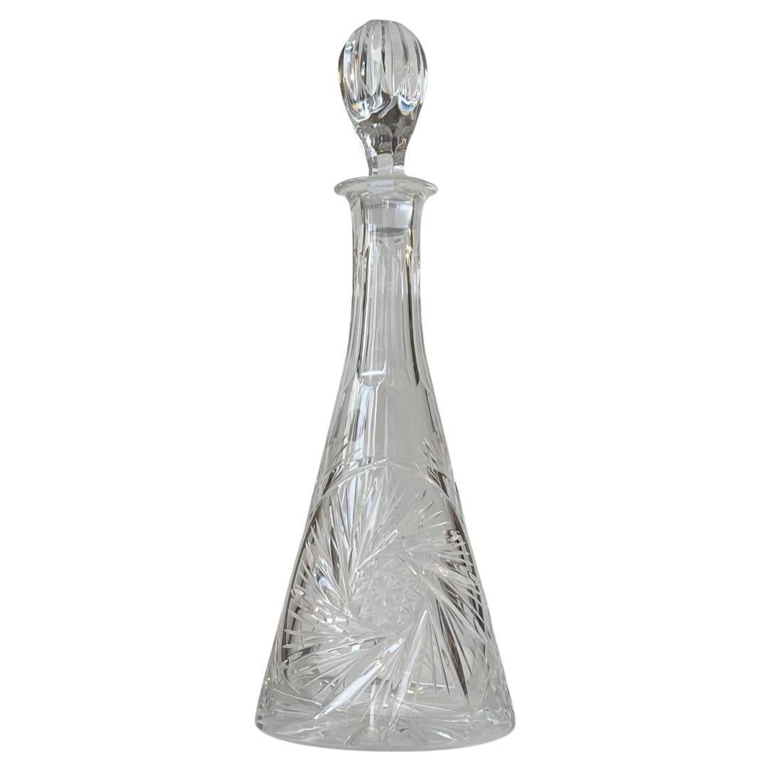 Bohemian Conical Cut Crystal Decanter for Wine, 1960s For Sale