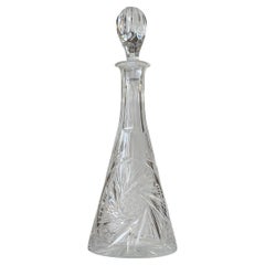 Bohemian Conical Cut Crystal Decanter for Wine, 1960s