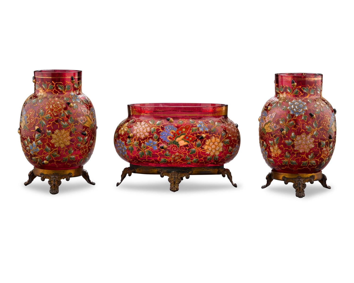 Bohemian Cranberry Glass Set by Moser at 1stDibs