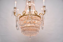 Lustre en cristal de Bohême et en bronze, de style Empire