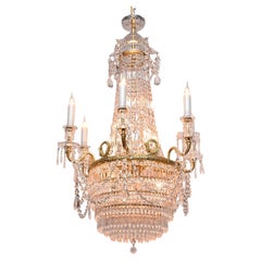 Lustre en cristal de Bohême et en bronze, de style Empire