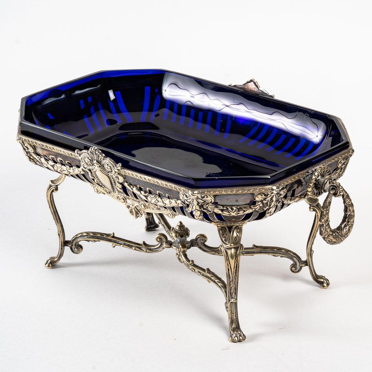 Bohemian Crystal and Silver Plated Metal Bowl, 19th Century For Sale 4